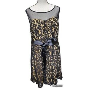 Torrid Lace Cocktail Dress Underskirt Lined Black/Gold NEW Size 22